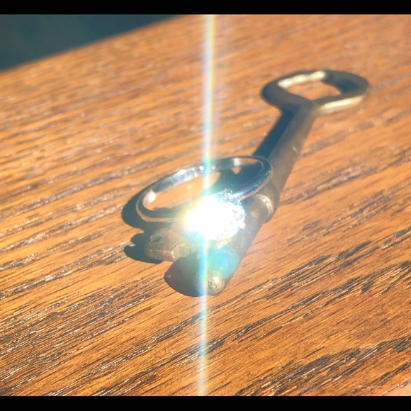 Vintage Uncas Vanderbilt Silver Tone round simulated diamond CZ Solitaire SZ 10 - Picture 11 of 14